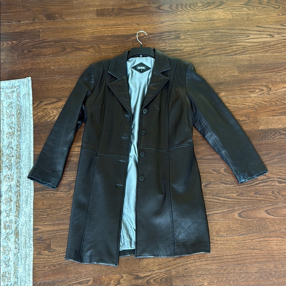 Vintage Black Leather Women's Coat